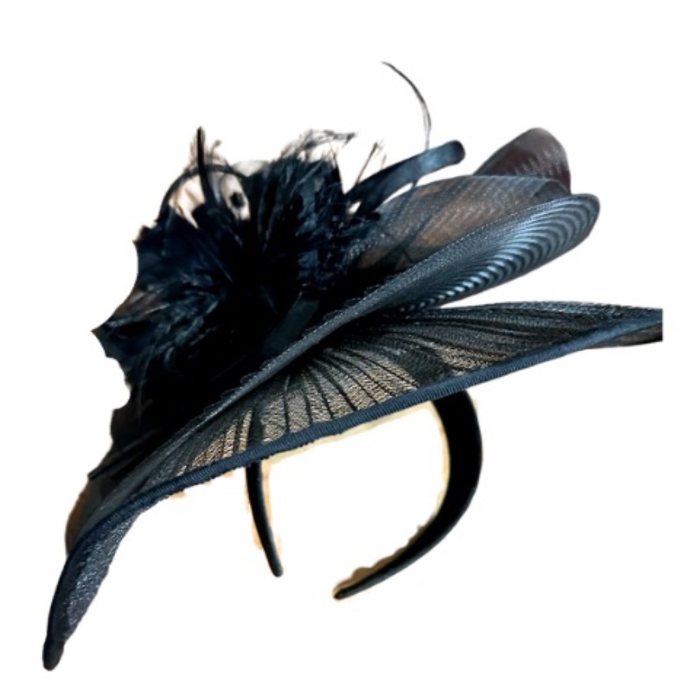 Black Feather & Mesh Fascinator Hat